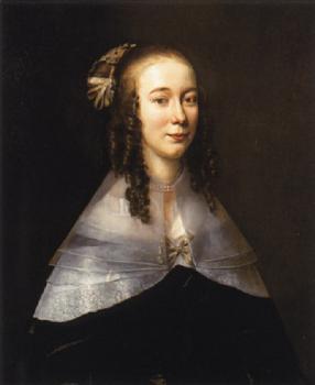 Jan Mytens : Portrait of a lady wearing a black dress and a white collar